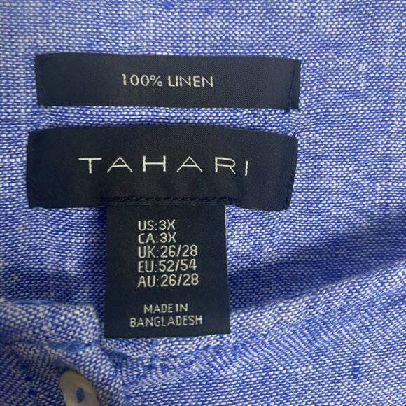 (2) Tahari linen tunic tops blouse 3X blue/peach women's NEW - Picture 12 of 16